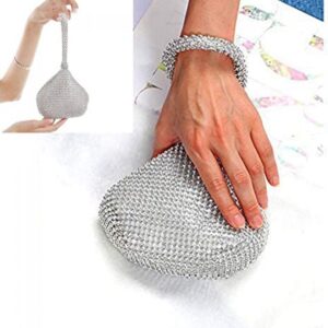 Women's Evening Bag Rhinestone Purse Handbags Triangle Style Chain Clutch Purse Bag Sparkly Party Prom Wedding Purse (Silver)