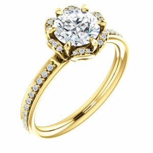 SISGEM 10K 14K 18K Solid Gold Engagement Rings for Women,Set 1.2/2.2 carat(cttw) Round Cut Moissanite Rings Wedding Engagement Anniversary Promise Bridal Bands with Engraved Name (18K-Gold)