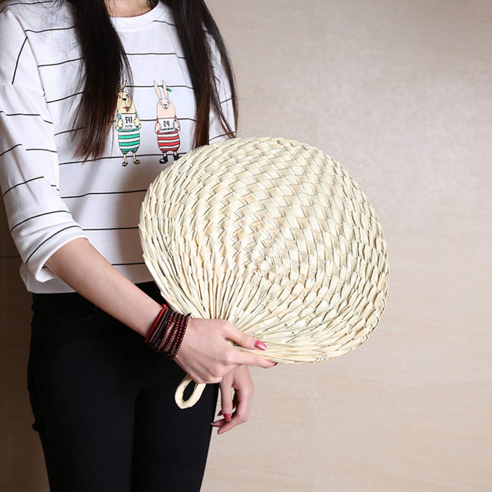 IMIKEYA Fan Cattail Leaf Walk Straw Fan Straw Fan Handmade Home Straw Fan Summer Straw Fan