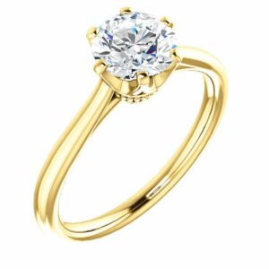 sisgem 10k 14k 18k solid gold classic solitaire engagement rings for women,set 1 carat round cut moissanite rings wedding engagement anniversary promise bands with engraved name (14k-gold)