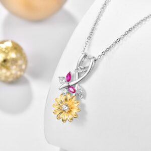 Dreamboat Sunflower Pendant Necklace for Women 925 Sterling Silver Sunflower Flower Jewelry Anniversary Birthday Gifts