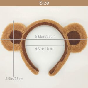 SIOTMERA Headband Bear Ears Brown, Cute Care Headband Adult with Toddler Bear Costume, Soft Makeup Headband for Washing Face Women, Fluffy Animal Hairband for Party Celebration Cosplay