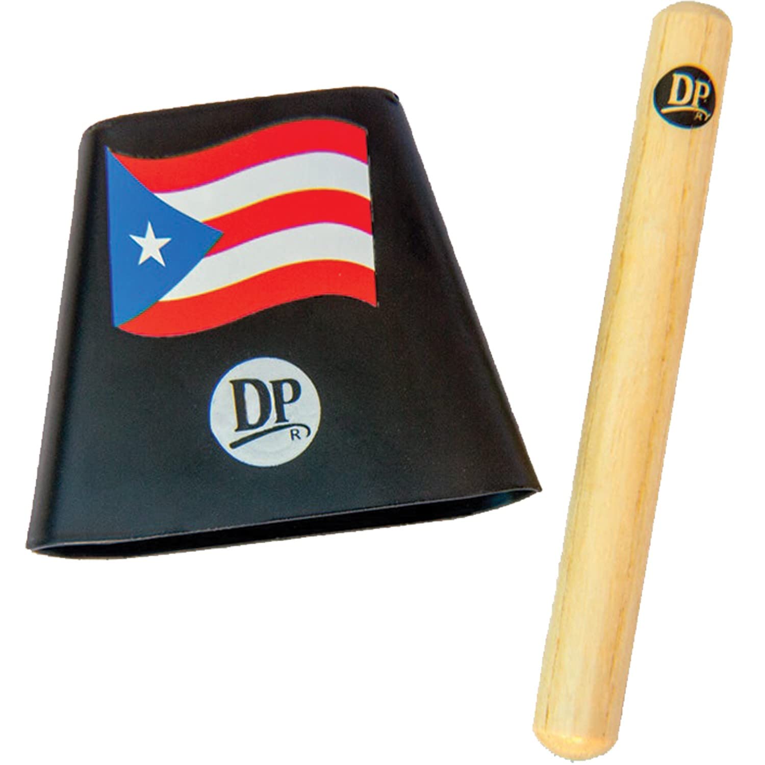 DP Music Puerto Rico Flag 4 Inch Metal Cow Bell Noise Maker with Beater - Cowbell for Sporting, Football Games, Events - Percussion Musical Instrument (DP-C4BSF)