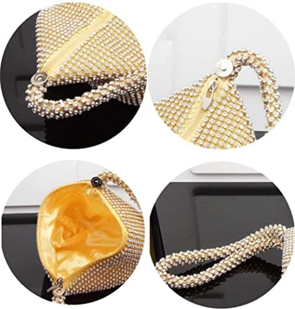 Women's Evening Bag Rhinestone Purse Handbags Triangle Style Chain Clutch Purse Bag Sparkly Party Prom Wedding Purse (Silver)