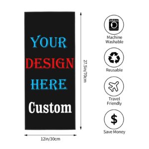 GUANGSHACORA Custom Microfiber Towel, Personalized Hand Towel Design Your Own Soft Face Towel for Home Sports Gym Yoga Hotel 12x27.5in