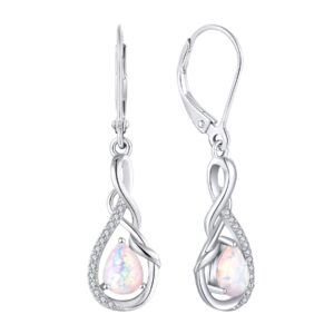 Starchenie Infinity Dangle Drop Earrings Sterling Silver Teardrop Leverback Earrings Created Opal Twisted Jewelry