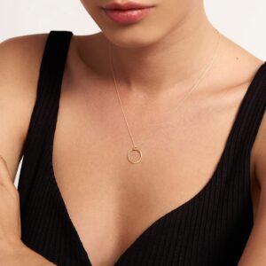 14k Real Gold Open Circle Necklace for Women | Simple Ring Necklaces 14k Gold | Karma Pendant Necklaces | Dainty Round Jewelry | Gifts for All Occasions, 18"