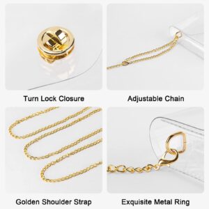 Mossio Clear Purses for Women, Chain Shoulder Handbag Cute for Sports Concert Prom Party Present (Gold Chain)