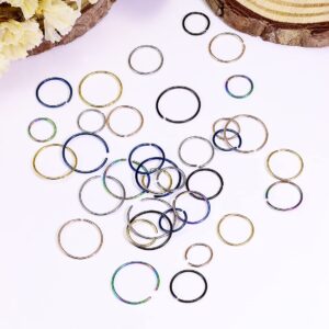 Vsnnsns 22G Nose Rings Hoops for Women Men 316L Stainless Surgical Steel Lip Septum Rings 22 Gauge Helix Tragus Cartilage Earring Hoop Piercing Jewelry 6mm 8mm 10mm Nose Piercing Hoops Jewelry