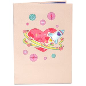 Paper Love Pop Up Valentines Card, 3D Love Galaxy - 5" x 7" Cover - Includes Envelope and Note Card