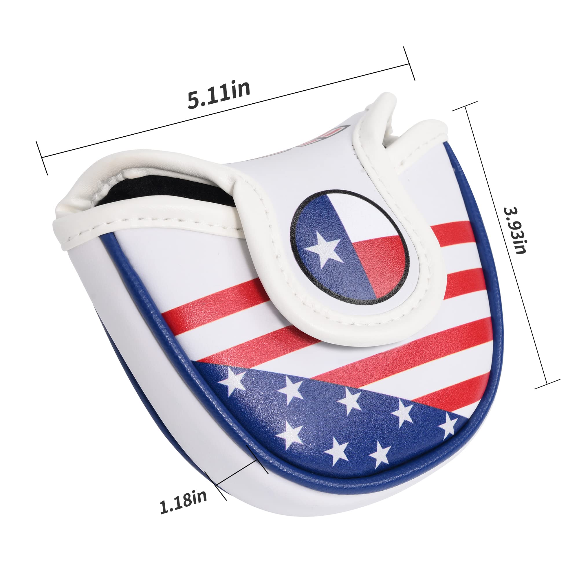 Mile High Life | US States Flag Mallet Putter Cover | Synthetic Leather Golf Head Covers | America Flag Putter Headcover compatible with Odyssey/Taylormade/Scotty Cameron Putters (Texas)