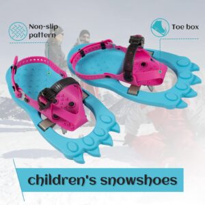 G2 16 Inch Kids Snowshoes Set with Trekking Poles, Snow Baskets, Storage Bag, Fast Ratchet Binding Design, for Child Youth Boys and Girls (Blue)