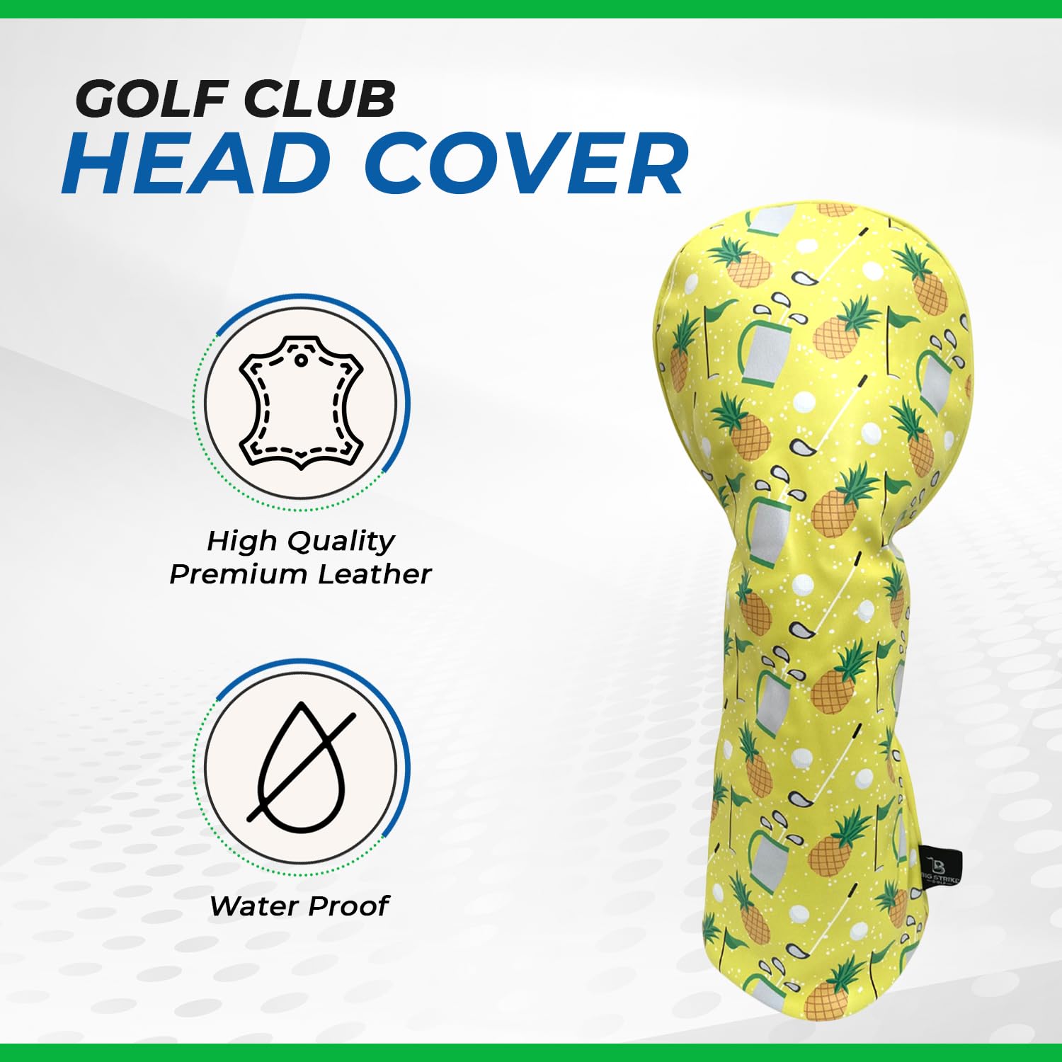 Big Strike Golf Club Cover - Synthetic Leather Headcover - Soft Velvet Lining - Golf Head Covers for Driver - Unique Golf Club Head Covers - Golf Accessories for Men and Woman