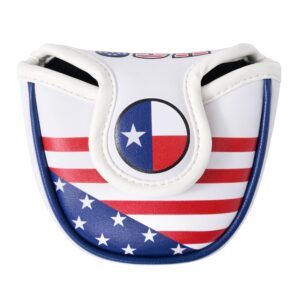 Mile High Life | US States Flag Mallet Putter Cover | Synthetic Leather Golf Head Covers | America Flag Putter Headcover compatible with Odyssey/Taylormade/Scotty Cameron Putters (Texas)