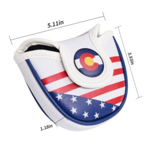 Mile High Life | US States Flag Mallet Putter Cover | Synthetic Leather Golf Head Covers | America Flag Putter Headcover compatible with Odyssey/Taylormade/Scotty Cameron Putters (Colorado)