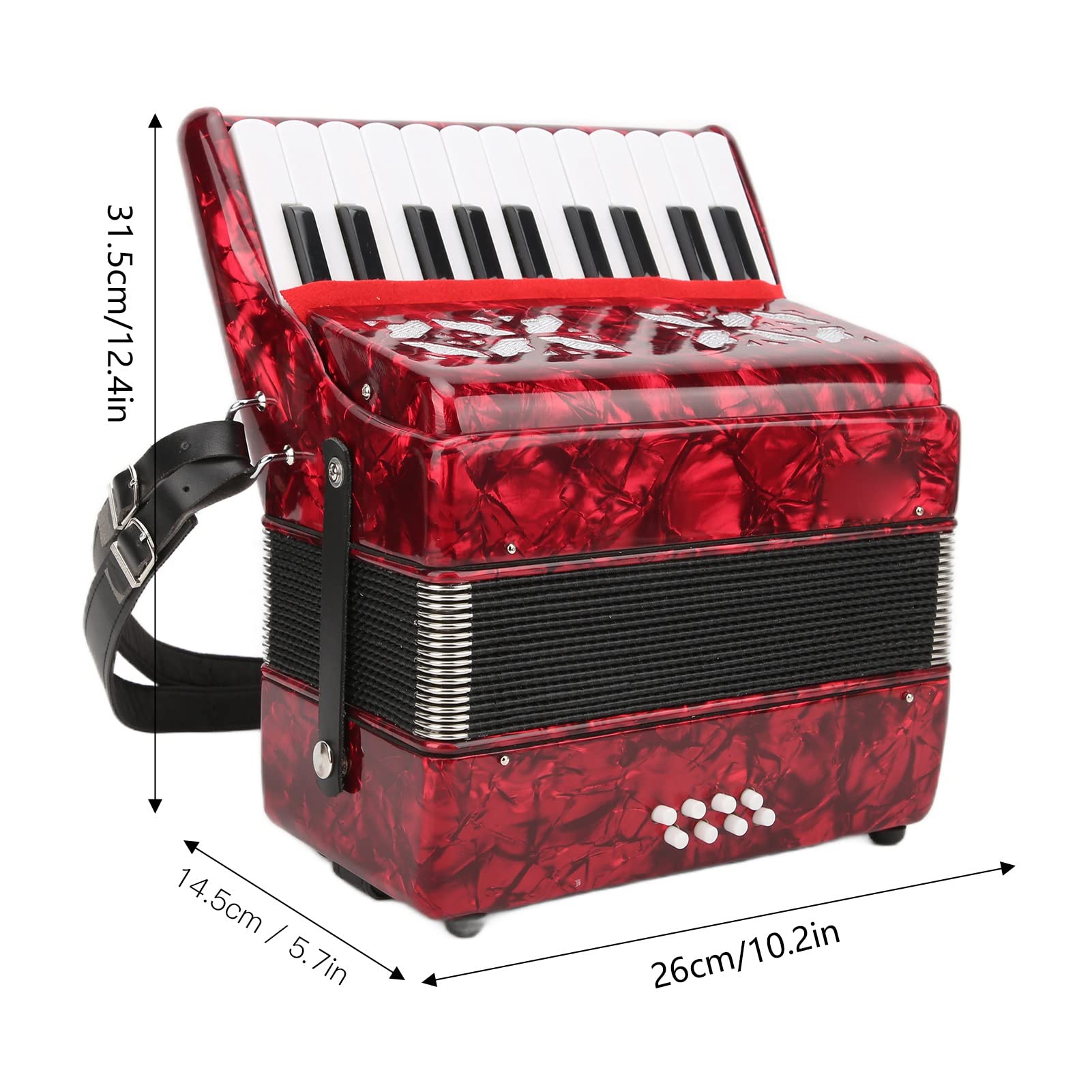 BTER Piano Accordion, 8 Bass 22-Key Exquisite Ergonomically Designed Accordions with Cleaning Cloth and Strap, Sensitive Button Playing Musical Instruments Gift for Children Beginners Adults