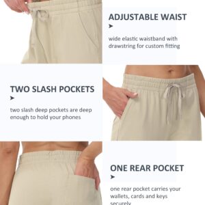 Cakulo 2024 Summer Capri Pants for Women High Waisted Casual Drawstring Wide Leg Cropped Lounge Pants Pockets