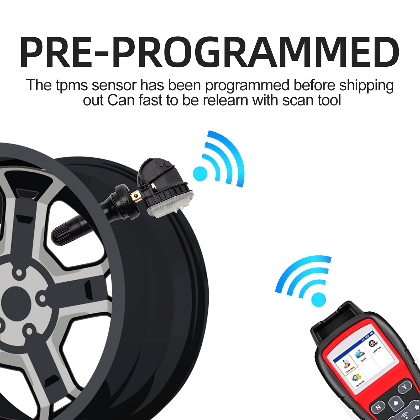 NEWHOW F2GZ-1A189-A,F2GT-1A180-AB,TPMS35 315MHz Programmed Replacement Tire Pressure Monitoring System (TPMS) Sensor for Ford Lincoln Set of 4