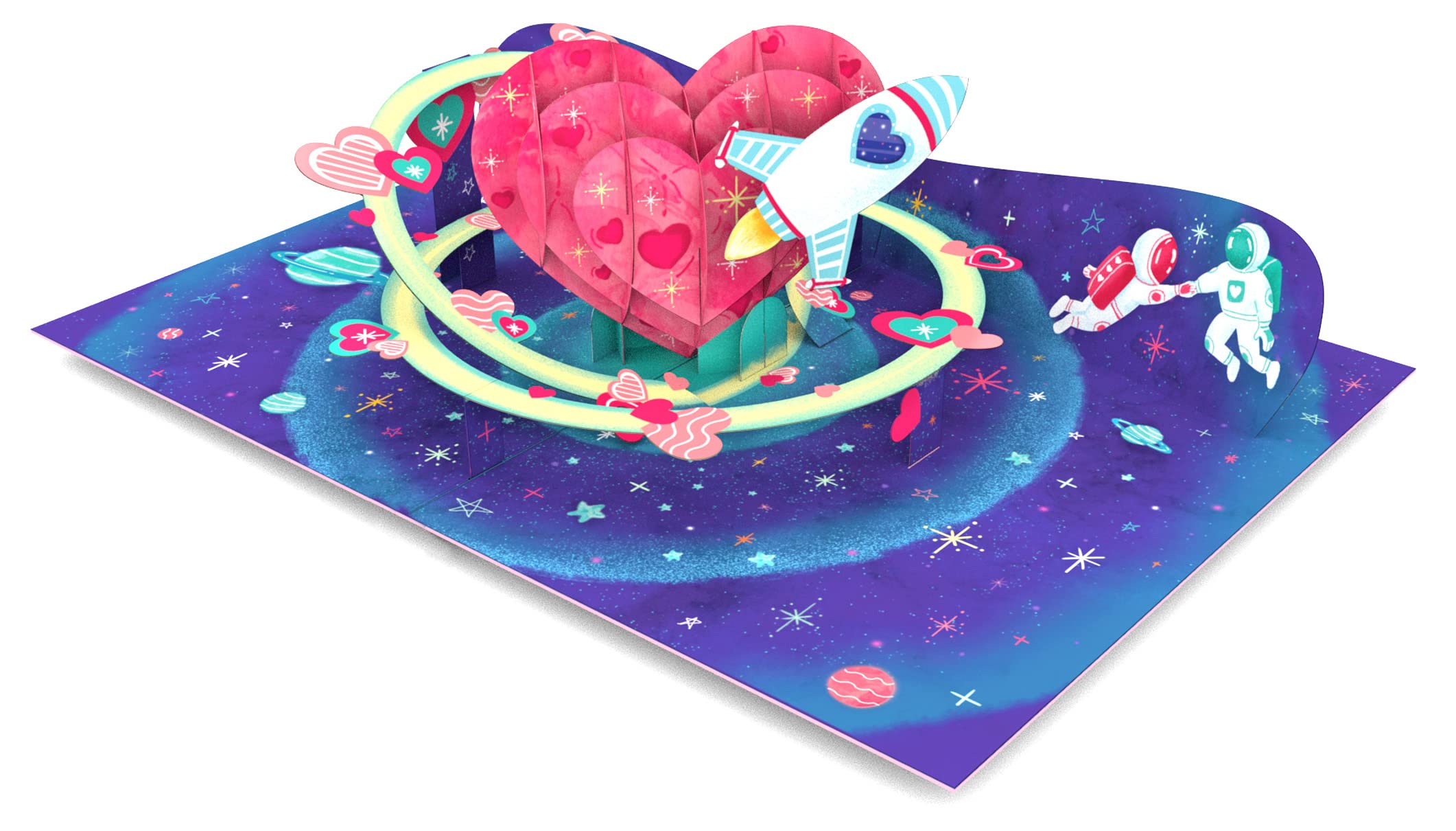 Paper Love Pop Up Valentines Card, 3D Love Galaxy - 5" x 7" Cover - Includes Envelope and Note Card