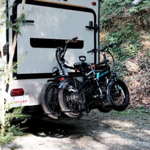 HYPERAX Special Combo - Volt RV with E-Bike Adapter - Platform Bike Rack for RV, Camper, Motorhome - for 2" Hitch Fits Up to 2 X 70 lbs Bike with Up to 5" Fat Tires