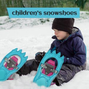 G2 16 Inch Kids Snowshoes Set with Trekking Poles, Snow Baskets, Storage Bag, Fast Ratchet Binding Design, for Child Youth Boys and Girls (Blue)