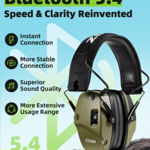 ZOHAN 035 Bluetooth 5.4 Shooting Ear Protection Earmuff, Active Noise Canceling, Hearing Protection with Sound Amplification