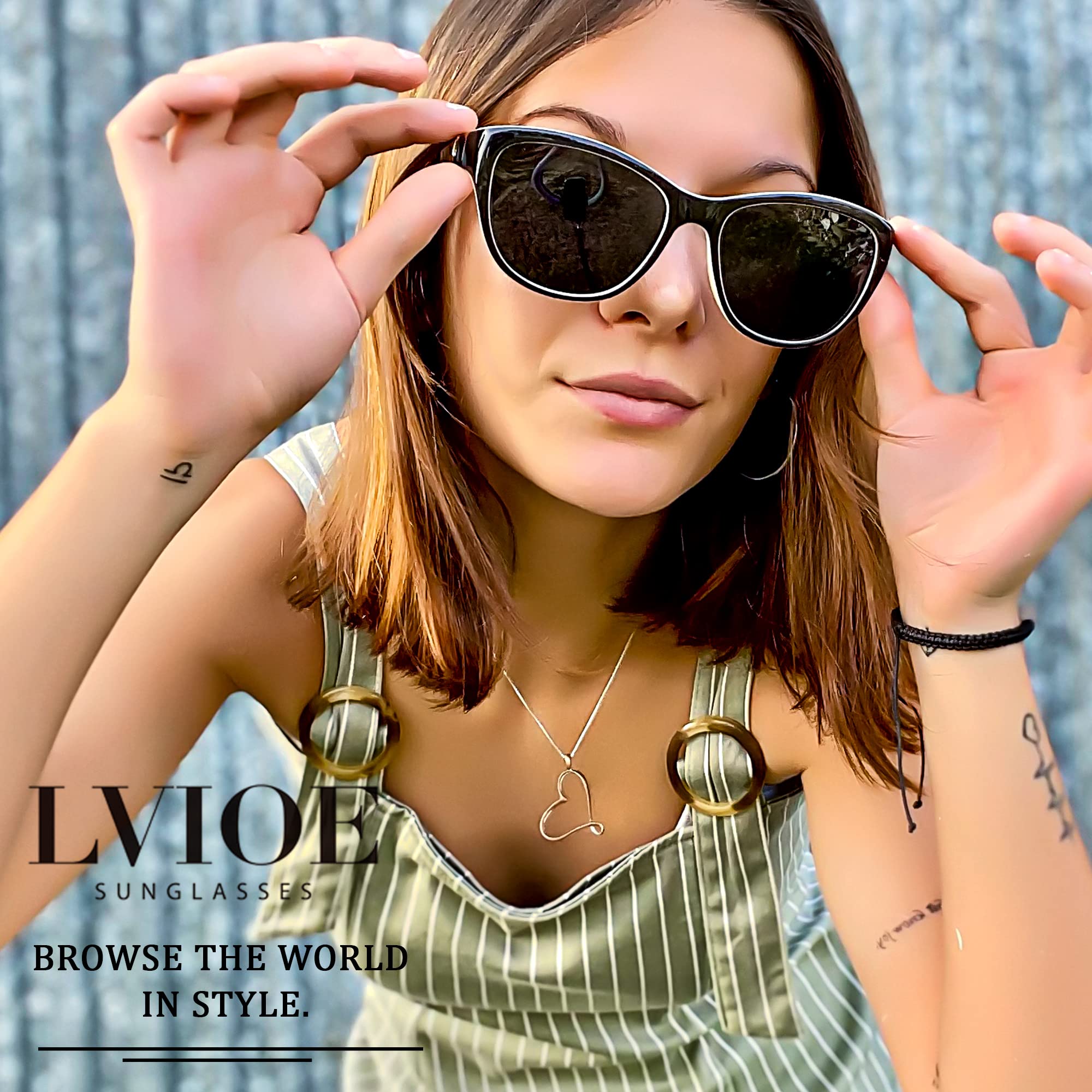 LVIOE Polarized Sunglasses for Women, Classic Fashion Sunglasses Anti Glare 99.99% UV Protection