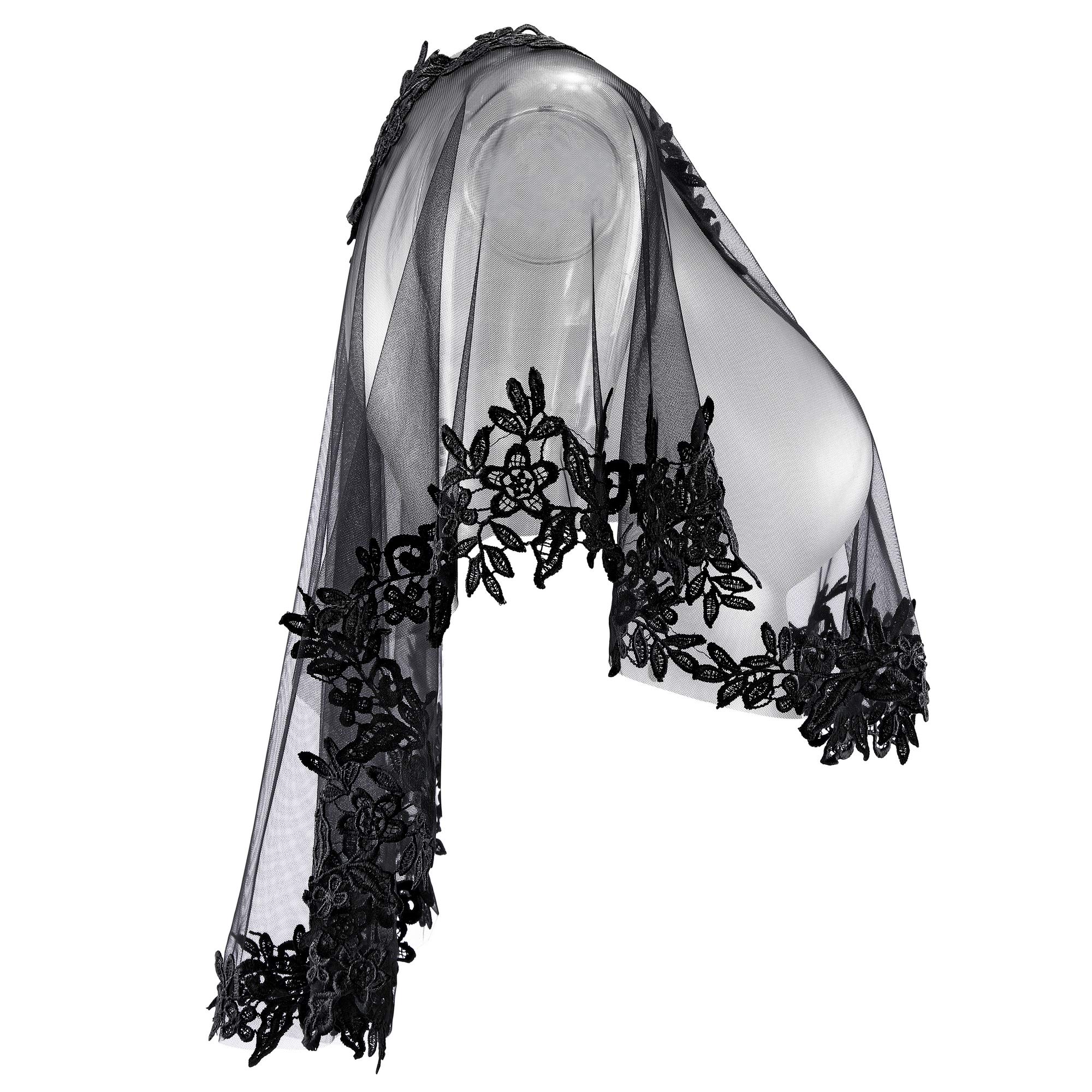 CHIC DIARY Lace Wedding Shawl Wrap for Women Evening Cape Bridal Shoulder Covers UP Scarf for Dress Prom Party (Black)