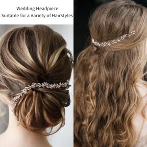 Didder Bride Leaf Pearl Crystal Gold Hair Vine Headband with Flowers - Wedding Bridal Headpiece Jewelry for Women and Girls