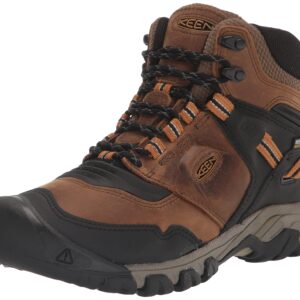 KEEN Men's Ridge Flex Mid Height Waterproof Hiking Boots, Bison/Golden Brown, 11.5 Wide