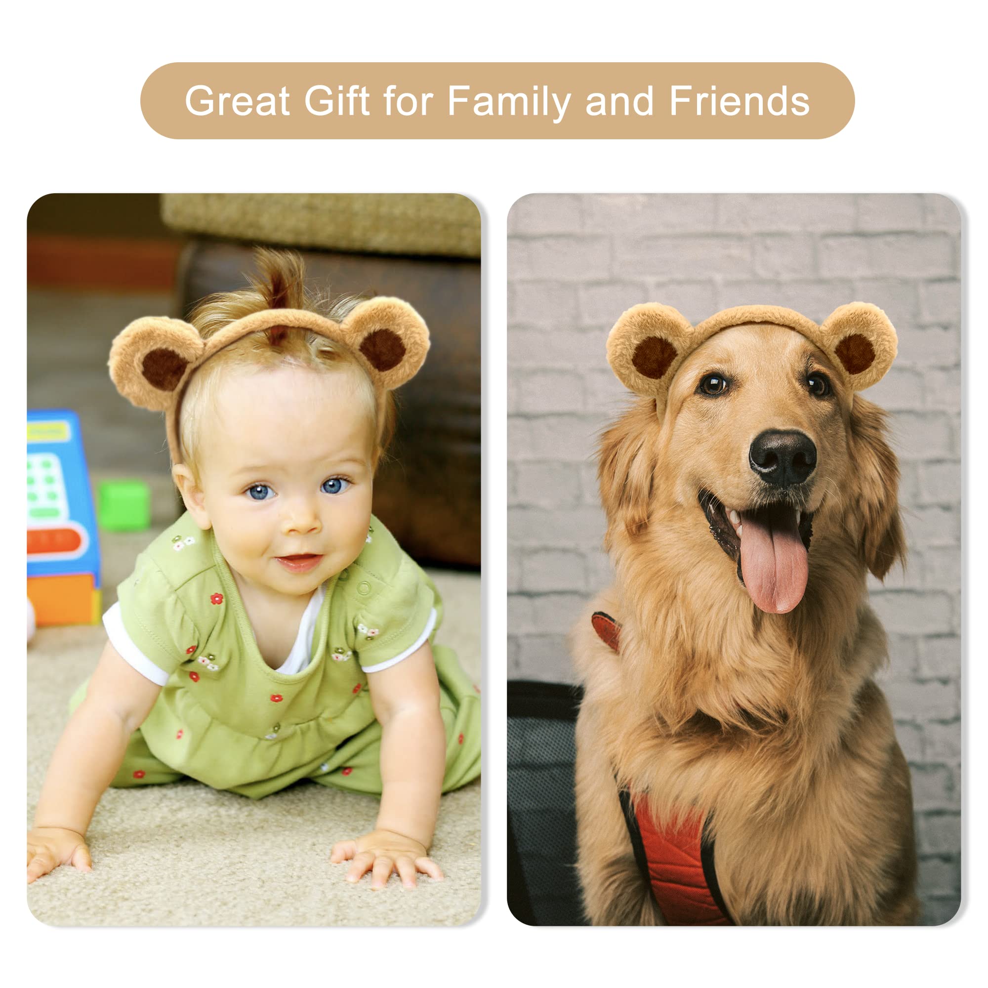 SIOTMERA Headband Bear Ears Brown, Cute Care Headband Adult with Toddler Bear Costume, Soft Makeup Headband for Washing Face Women, Fluffy Animal Hairband for Party Celebration Cosplay