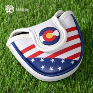 Mile High Life | US States Flag Mallet Putter Cover | Synthetic Leather Golf Head Covers | America Flag Putter Headcover compatible with Odyssey/Taylormade/Scotty Cameron Putters (Colorado)