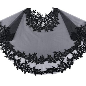 CHIC DIARY Lace Wedding Shawl Wrap for Women Evening Cape Bridal Shoulder Covers UP Scarf for Dress Prom Party (Black)