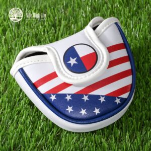 Mile High Life | US States Flag Mallet Putter Cover | Synthetic Leather Golf Head Covers | America Flag Putter Headcover compatible with Odyssey/Taylormade/Scotty Cameron Putters (Texas)