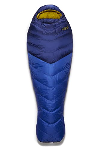 Rab Neutrino 400 Down Insulated Lightweight Mummy Sleeping Bag for Climbing and Mountaineering - Nightfall Blue - 20 Degree, Regular, Left Zip