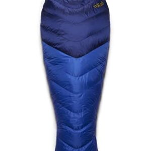 Rab Neutrino 400 Down Insulated Lightweight Mummy Sleeping Bag for Climbing and Mountaineering - Nightfall Blue - 20 Degree, Regular, Left Zip