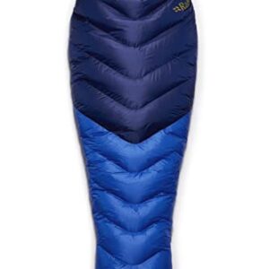 Rab Neutrino 600 Down Insulated Lightweight Mummy Sleeping Bag for Climbing and Mountaineering - Nightfall Blue - 10 Degree, Long, Left Zip