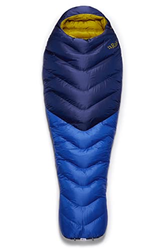 Rab Neutrino 600 Down Insulated Lightweight Mummy Sleeping Bag for Climbing and Mountaineering - Nightfall Blue - 10 Degree, Long, Left Zip