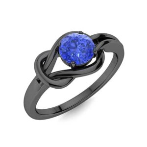 purple star 925 sterling silver round cut blue sapphire infinity knot engagement ring in 14k black gold plated (6.5)