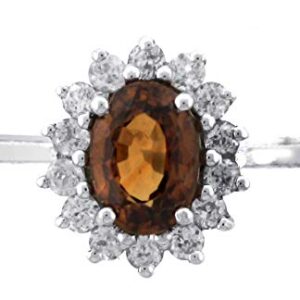 Carillon Princess Diana Brown Color Gemstone Solitaire Accents 925 Sterling Silver Women's Engagement Ring (Sterling Silver, 10.5)