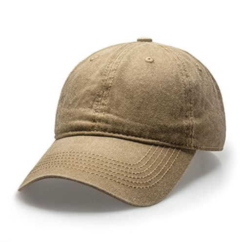 CHOK.LIDS Everyday Vintage Baseball Cap for Men and Women Unisex Adjustable Lightweight Polo Style Curved Brim (Vintage Khaki)