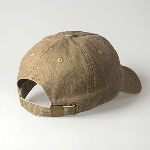 CHOK.LIDS Everyday Vintage Baseball Cap for Men and Women Unisex Adjustable Lightweight Polo Style Curved Brim (Vintage Khaki)