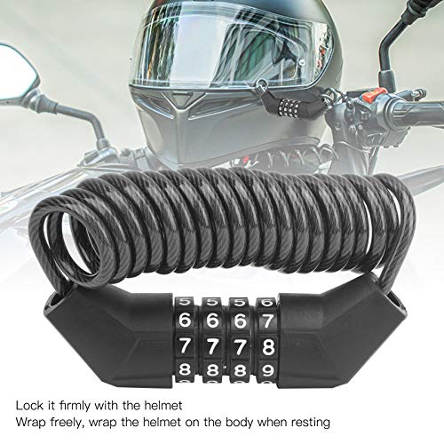 Shanrya Helmet Lock, Helmet Password Lock Password Lock Easy to Carry 150cm / 59.1in Wear‑Resistant Zinc Alloy + Steel Wire + PVC for Bicycle