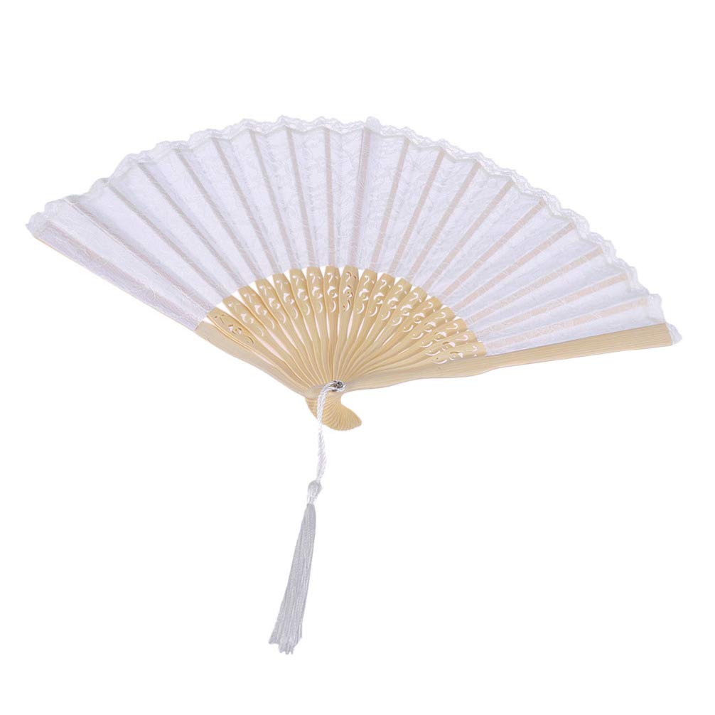 FOMIYES Hand held Fan Handheld Fans Chinese Fan Hand Fans for Women Vintage Fan Retro Chinese Style Fan Bamboo Wood Hand Fan Retro Dance Fan Folding Fan lace Fan Wedding White Cooler Miss