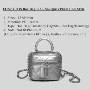 FONETTOS Box Bag Purse, Y2K Sourpuss Purse Cool Style Trendy Women Shoulder Crossbody Bags Fashion Girls Handbag