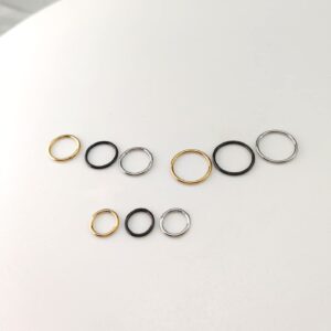 MeiziQL 3Pcs 20G Hinged Clicker Nose Ring Hoop, Stainless Steel, no gemstone