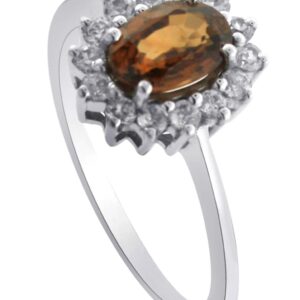 Carillon Princess Diana Brown Color Gemstone Solitaire Accents 925 Sterling Silver Women's Engagement Ring (Sterling Silver, 10.5)