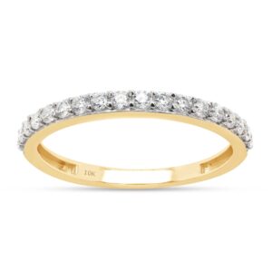 SAVEARTH DIAMONDS 0.40 ct. t.w Round Cut Lab Created Moissanite Diamond Eternity Wedding Band Bridal Ring For Women In 10K Solid Yellow Gold (VVS1 Clarity, 0.40 Cttw)-8