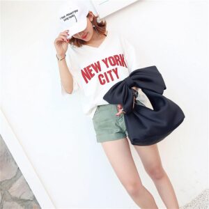 WILDFINDING Summer New Bowknot Shoulder Bag Women Personality Pink Color Spliced Handbag Many Wear Method Evening Clutch Cute Hobo Bag