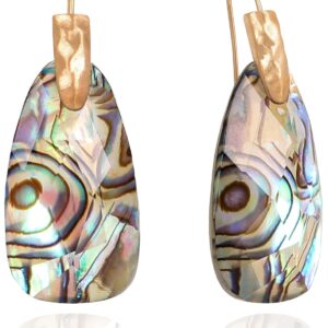 OZEL – Teardrop Earrings for Women,14K Gold Plated Hammerd Earings for Women Trendy, Made of Resin with Mother Of Pearl – Abalone (101Abalone)